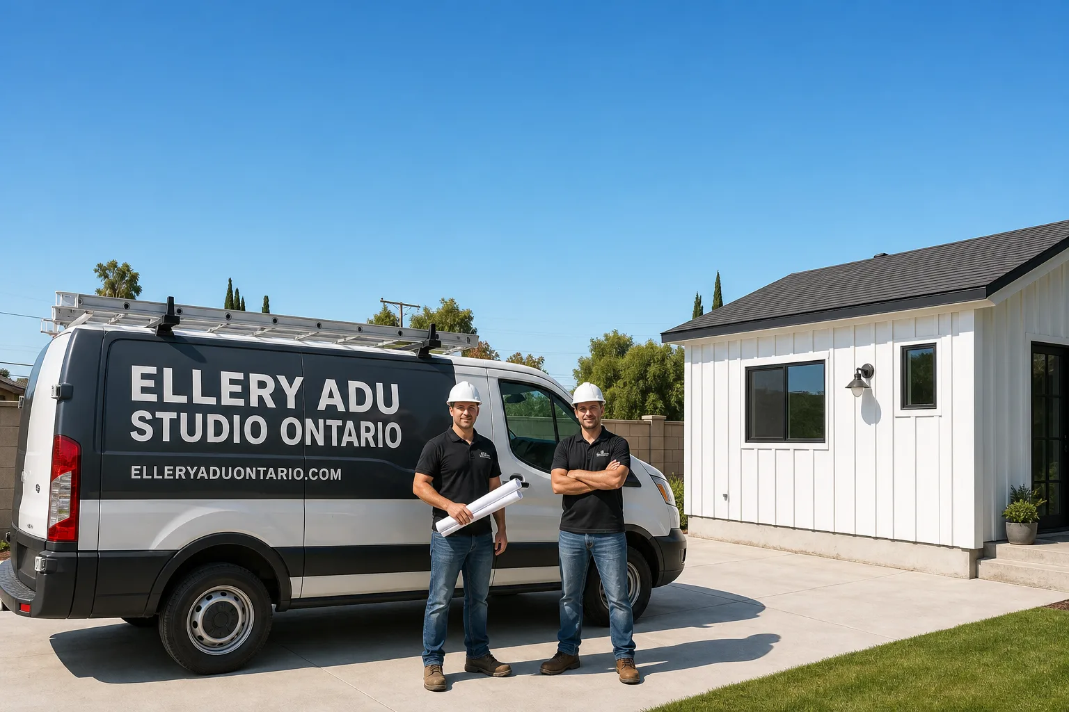Ellery ADU Studio Ontario adu service vehicle and crew in Ontario, CA